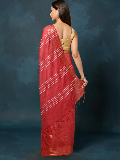 Indiehaat | Kota Silk Hand Dyed Jacquard Saree Brown