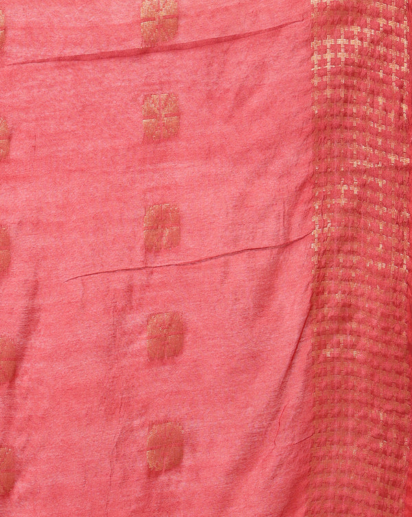 Indiehaat | Kota Silk Hand Dyed Jacquard Saree Brown