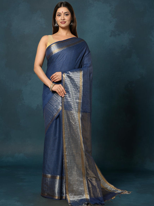 Indiehaat | Kota Silk Banarasi Border Hand Dyed Saree Pink