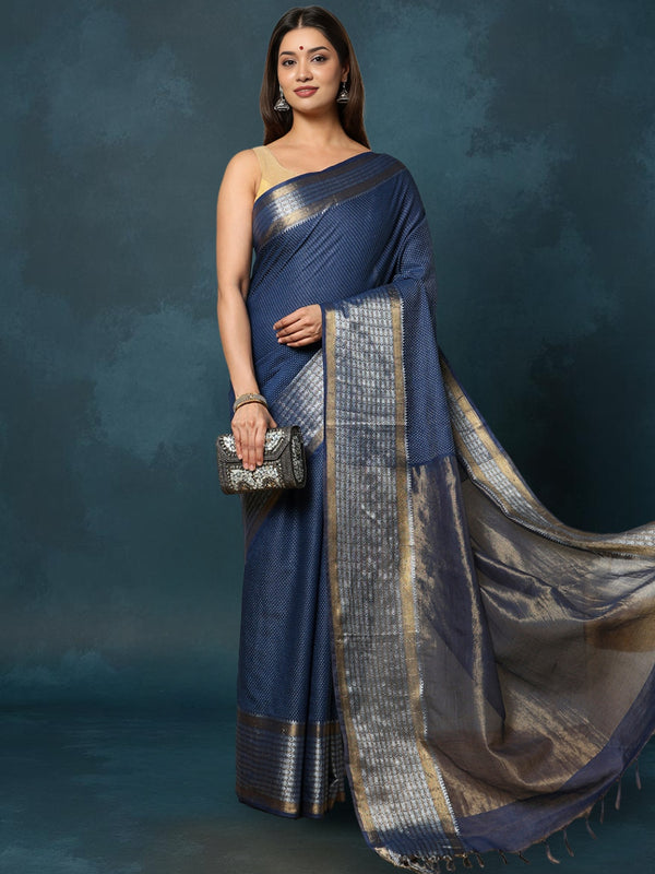 Indiehaat | Kota Silk Banarasi Border Hand Dyed Saree Pink