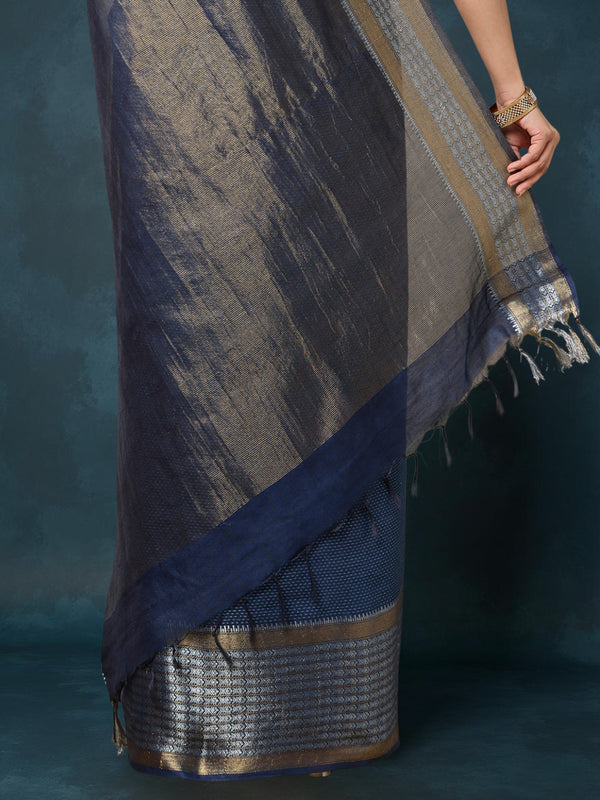 Indiehaat | Kota Silk Banarasi Border Hand Dyed Saree Pink