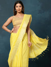 Indiehaat | Kota Banarasi Silk Hand Dyed Saree Yellow