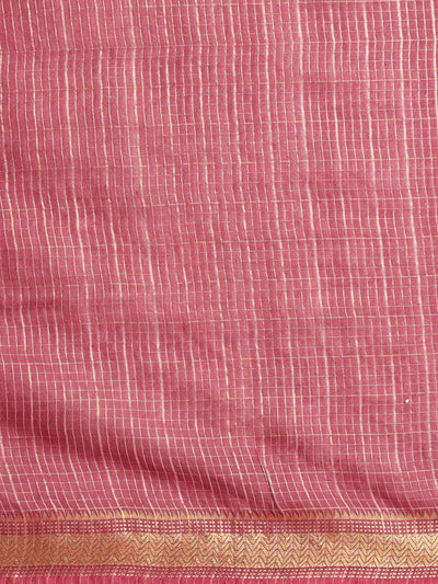 Indiehaat | Hand Dyed Kota Silk Check Saree Red