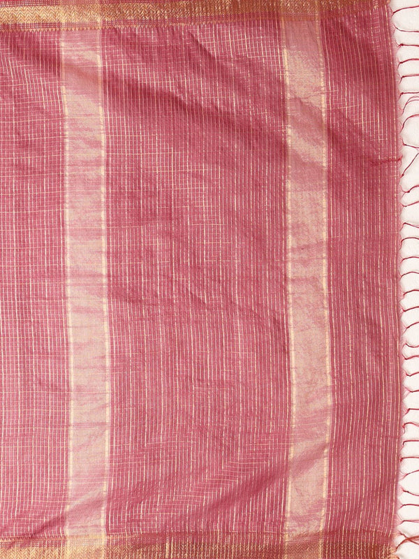 Indiehaat | Hand Dyed Kota Silk Check Saree Red