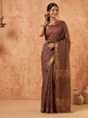 Indiehaat | Hand Dyed Kota Silk Check Saree Brown
