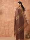 Indiehaat | Hand Dyed Kota Silk Check Saree Brown