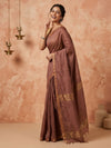 Indiehaat | Hand Dyed Kota Silk Check Saree Brown