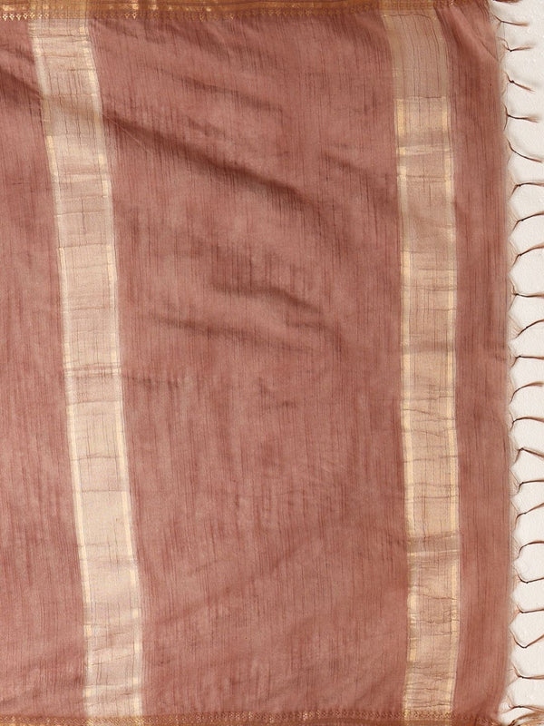 Indiehaat | Hand Dyed Kota Silk Check Saree Brown