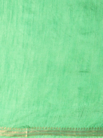 Indiehaat | Hand Dyed Kota Banarasi Silk Saree Green
