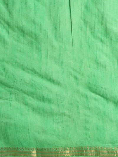 Indiehaat | Hand Dyed Kota Banarasi Silk Saree Green