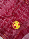 Indiehaat|Kota Doria Handloom Batik Saree Red