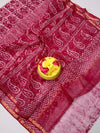 Indiehaat|Kota Doria Handloom Batik Saree Red
