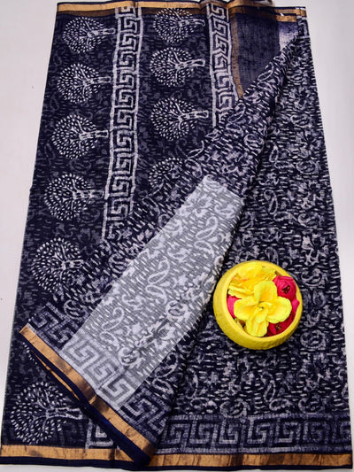 Indiehaat|Kota Doria Handloom Batik Saree Black