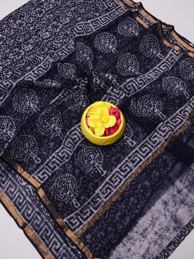 Indiehaat|Kota Doria Handloom Batik Saree Black