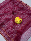 Indiehaat|Kota Doria Handloom Batik Saree Maroon