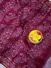 Indiehaat|Kota Doria Handloom Batik Saree Maroon