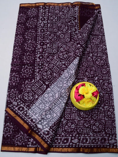 Indiehaat|Kota Doria Handloom Batik Saree Black