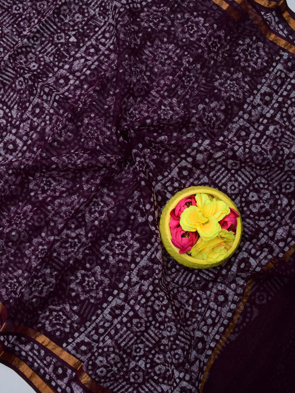 Indiehaat|Kota Doria Handloom Batik Saree Black