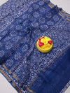 Indiehaat|Kota Doria Handloom Batik Saree Blue