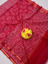 Indiehaat|Kota Doria Handloom Batik Saree Red