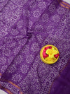 Indiehaat|Kota Doria Handloom Batik Saree Purple