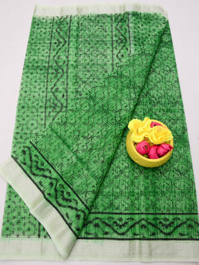 Indiehaat | Kota Doria Blockprint Saree 