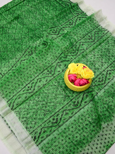 Indiehaat | Kota Doria Blockprint Saree 