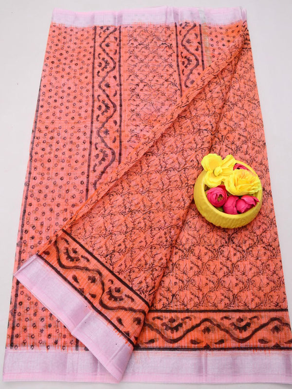 Indiehaat | Kota Doria Blockprint Saree 