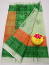 Indiehaat | Kota Doria Blockprint Saree Green