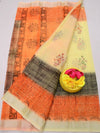 Indiehaat | Kota Doria Blockprint Saree Peach