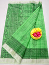 Indiehaat | Kota Doria Blockprint Saree Green