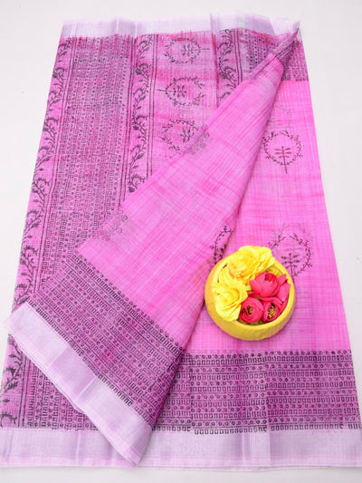 Indiehaat | Kota Doria Blockprint Saree Purple