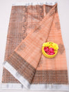 Indiehaat | Kota Doria Blockprint Saree Peach