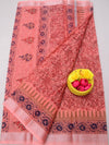 Indiehaat | Kota Doria Blockprint Saree Peach