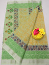 Indiehaat | Kota Doria Blockprint Saree Yellow