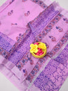 Indiehaat | Kota Doria Blockprint Saree Purple