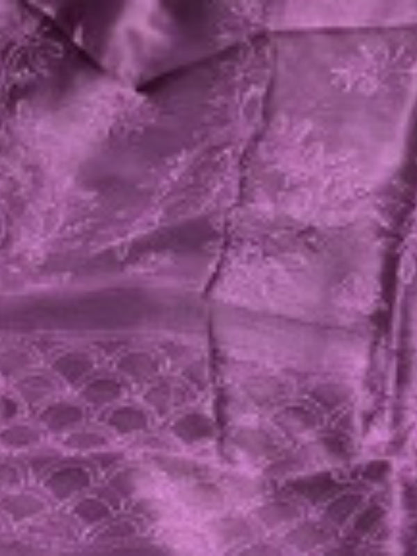 Indiehaat | Chikankari Pure Chanderi Silk Saree Violet