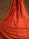 Indiehaat | Chikankari Pure Chanderi Silk Saree Orange
