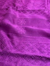 Indiehaat | Chikankari Pure Chanderi Silk Saree Purple