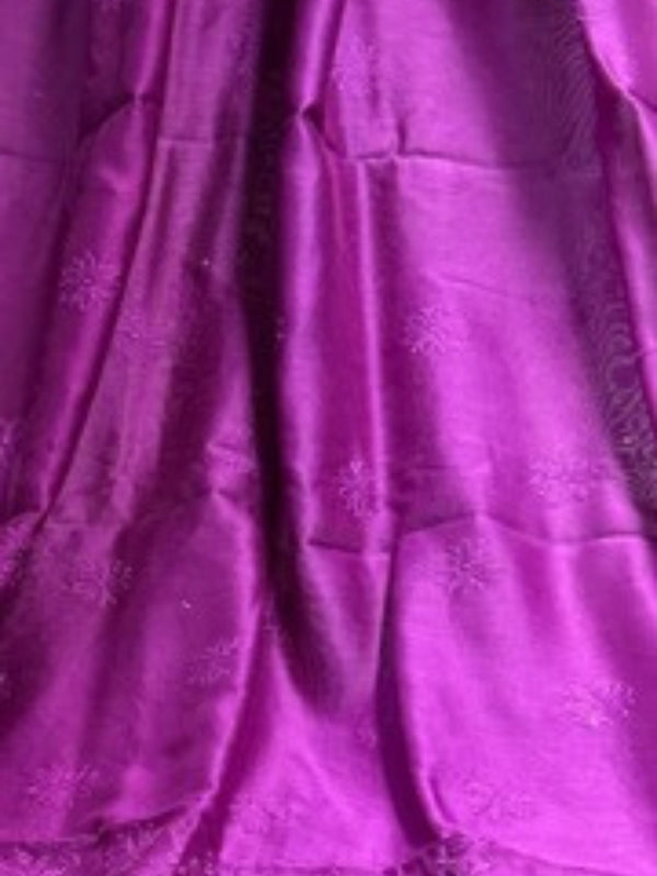 Indiehaat | Chikankari Pure Chanderi Silk Saree Purple