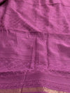 Indiehaat | Chikankari Pure Chanderi Silk Saree Purple