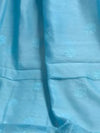 Indiehaat | Chikankari Pure Chanderi Silk Saree Blue