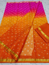 Indiehaat | Kota Silk Bandhej Saree Orange Pink