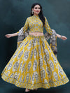 Indiehaat | Blockprinted Cotton Lehanga Choli Yellow