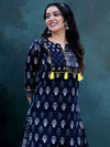 Indiehaat | Blockprint Cotton Long Kurta & Skirt Black
