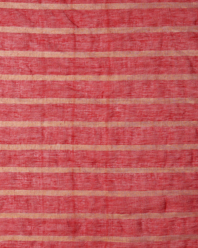 Stunning Pure Linen Striped Red & Yellow Saree