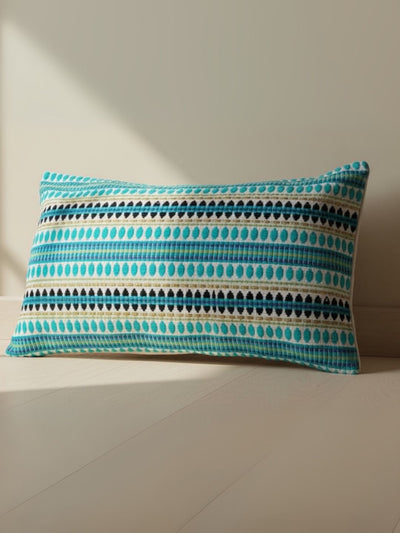 Indiehaat | Pure Cotton Jaquard Pillow Cover Blue