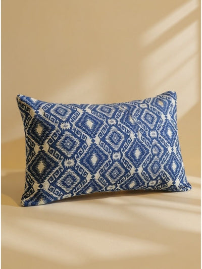 Indiehaat | Pure Cotton Jaquard Pillow Cover Blue