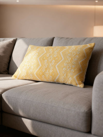 Indiehaat | Pure Cotton Jaquard Pillow Cover Yellow