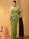 Indiehaat | Hand Dyed Khadi Cotton Saree Green
